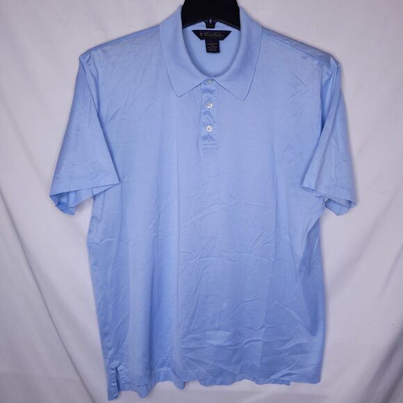 Brooks Brothers Polo Shirt Mens Large Blue Performance Knit Double Mercerized - Picture 2 of 10